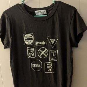 WILDFOX Women's Size Medium T Shirt Black